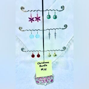 Handcrafted Holiday Earrings Bundle 6 Pair Different Colors Shapes Colorful